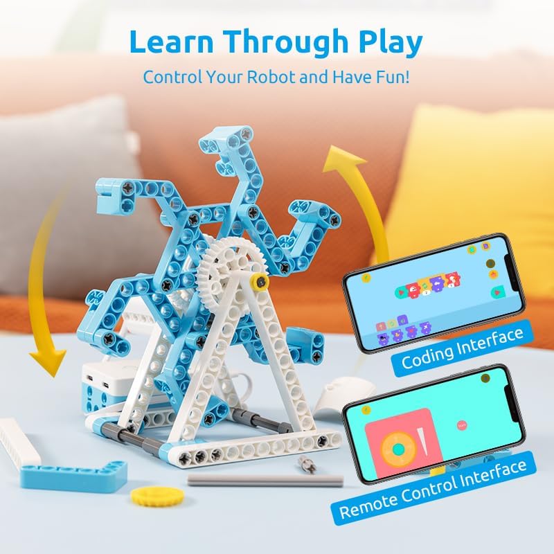 WhalesBot D1 21-in-1 STEM Coding Robot Kit for Kids (Ages 4-10), 280+ Pieces Educational Building Set with APP-Controlled & Programming, 3D APP Guidance, Ideal Toy Gift for Boys & Girls
