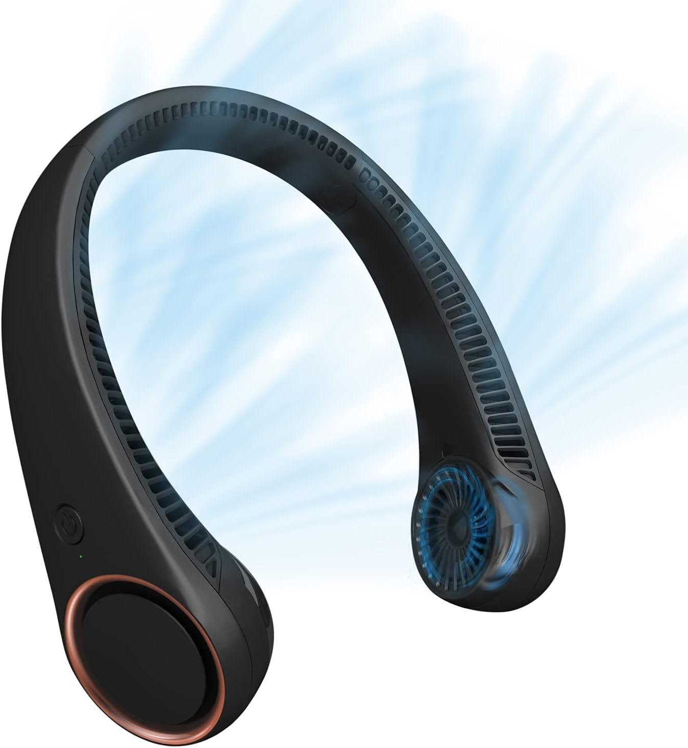 CIVPOWER Neck Fan: Portable Personal Neck Cooling Rechargeable Bladeless Fan - Hands Free 3 Speed 4000 mAh Battery USB Operated Wearable Headphone Design - for Men Women Outdoor Indoor (Black)