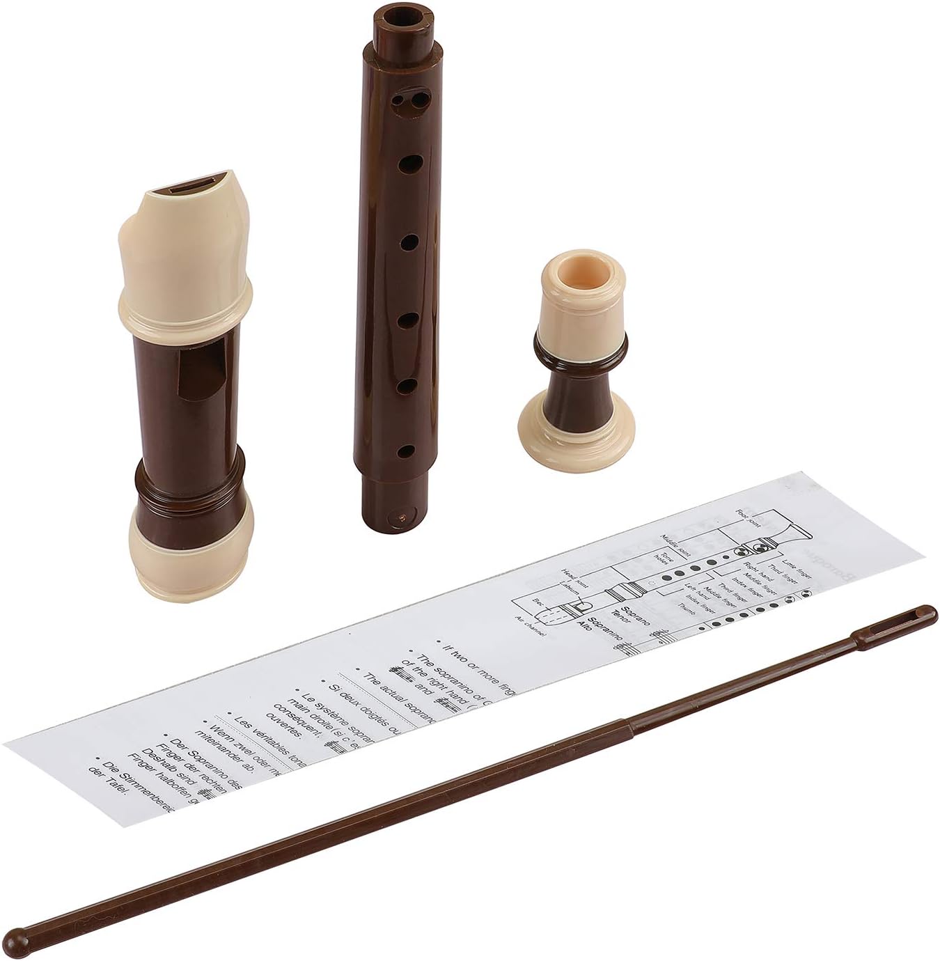 Soprano Recorder Descant Flauta Recorder 8 Hole ABS Clarinet German Style Treble flute C Key With Fingering Chart Instructions with Cleaning Rod Bag (baroque)
