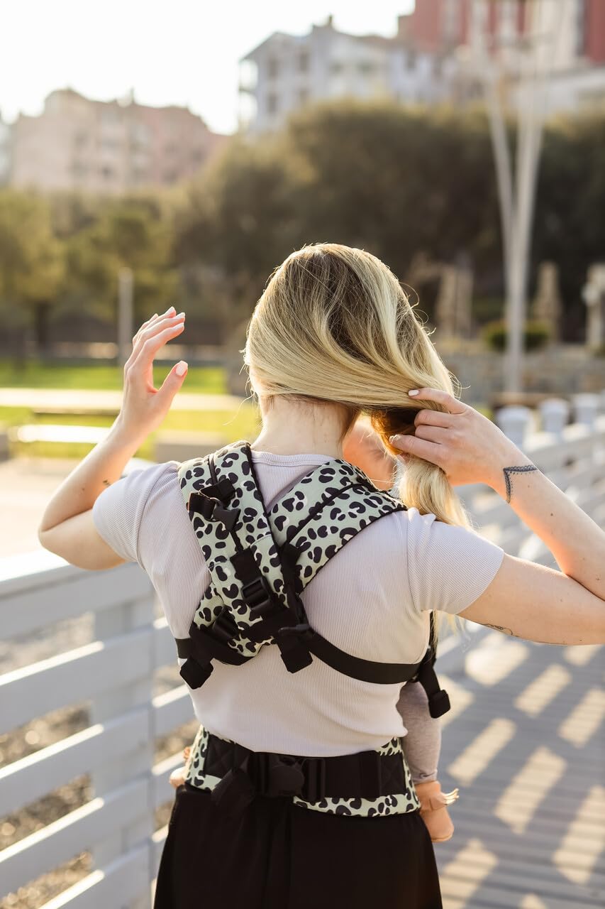 Beco Gemini Baby Carrier Newborn to Toddler - Front, Back and Hip Seat Carrier, Baby Carrier Backpack & Baby Front Carrier with Adjustable Seat, Ergonomic Baby Holder Carrier 7-35lbs (Jade Leopard)