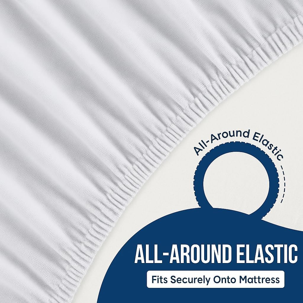 Waterproof Mattress Protector – Queen – Soft & Noiseless Terry Cotton Cover – Cooling, Breathable – Deep Pocket with 360° Elastic – Machine Washable – Kids, Pets & Light Sleepers