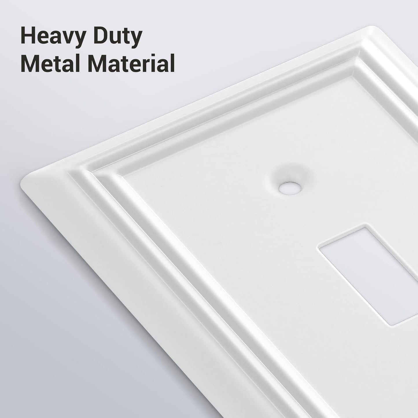 DEWENWILS 4-Pack Toggle Wallplate, Metal Light Switch Covers with White Finish, Heavy Duty Face Plates