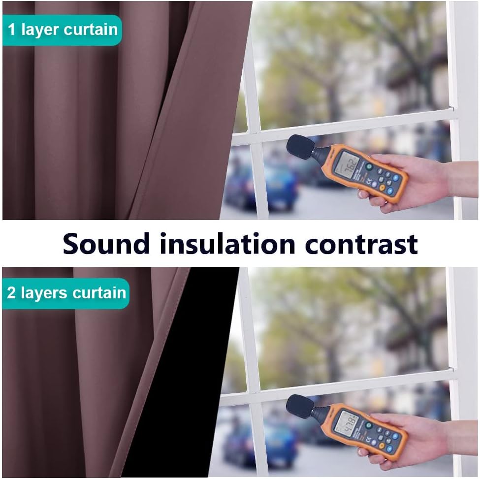 NICETOWN Room Warming Thermal Insulated 100% Blackout Curtains, Sound Proof Drapes with Black Backing, Full Light Blocking Panels for Patio Sliding Door (Dry Rose, 1 Pair, 55 inches x 102 inches)