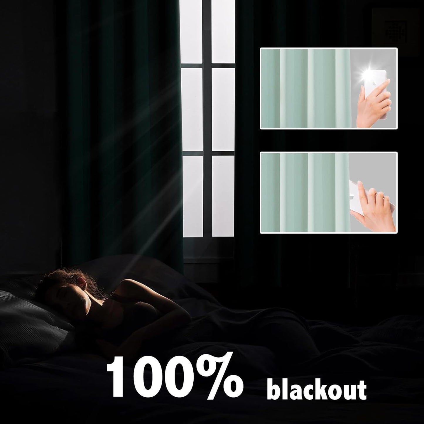 Anytime 100% Blackout Curtain Set, Thermal Insulated & Energy Efficiency Window Draperies for Guest Room, Full Shading Panels for Shift Worker and Light Sleepers（Light Blue, 2 Panels, 42W x 72L）