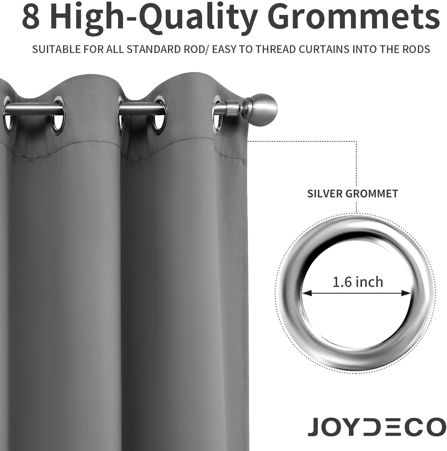 Joydeco Light Grey Custom Solid Single Blackout Curtain for Bedroom and Living Room, Grommet Thermal Insulated Room Darkening Curtain 1 Panel (Custom Size,Light Grey)