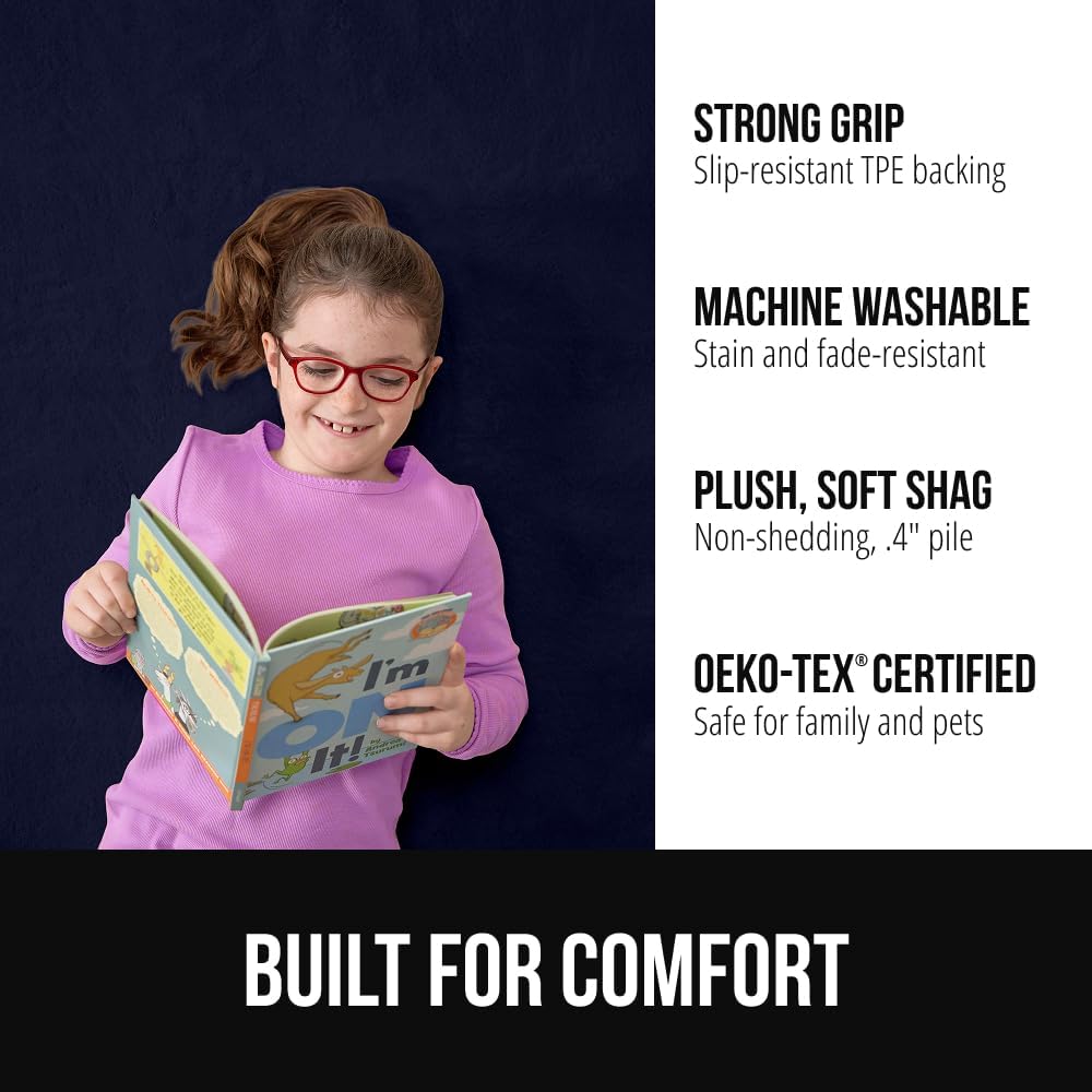 GORILLA GRIP Ultra Soft Washable Area Rug, 5x7, Stain and Slip Resistant Plush Thick Carpet for Bedroom Living Room, No Shed Floor Rugs, Pet Friendly, Dorm Essentials, Nursery Home Decor, Navy Blue