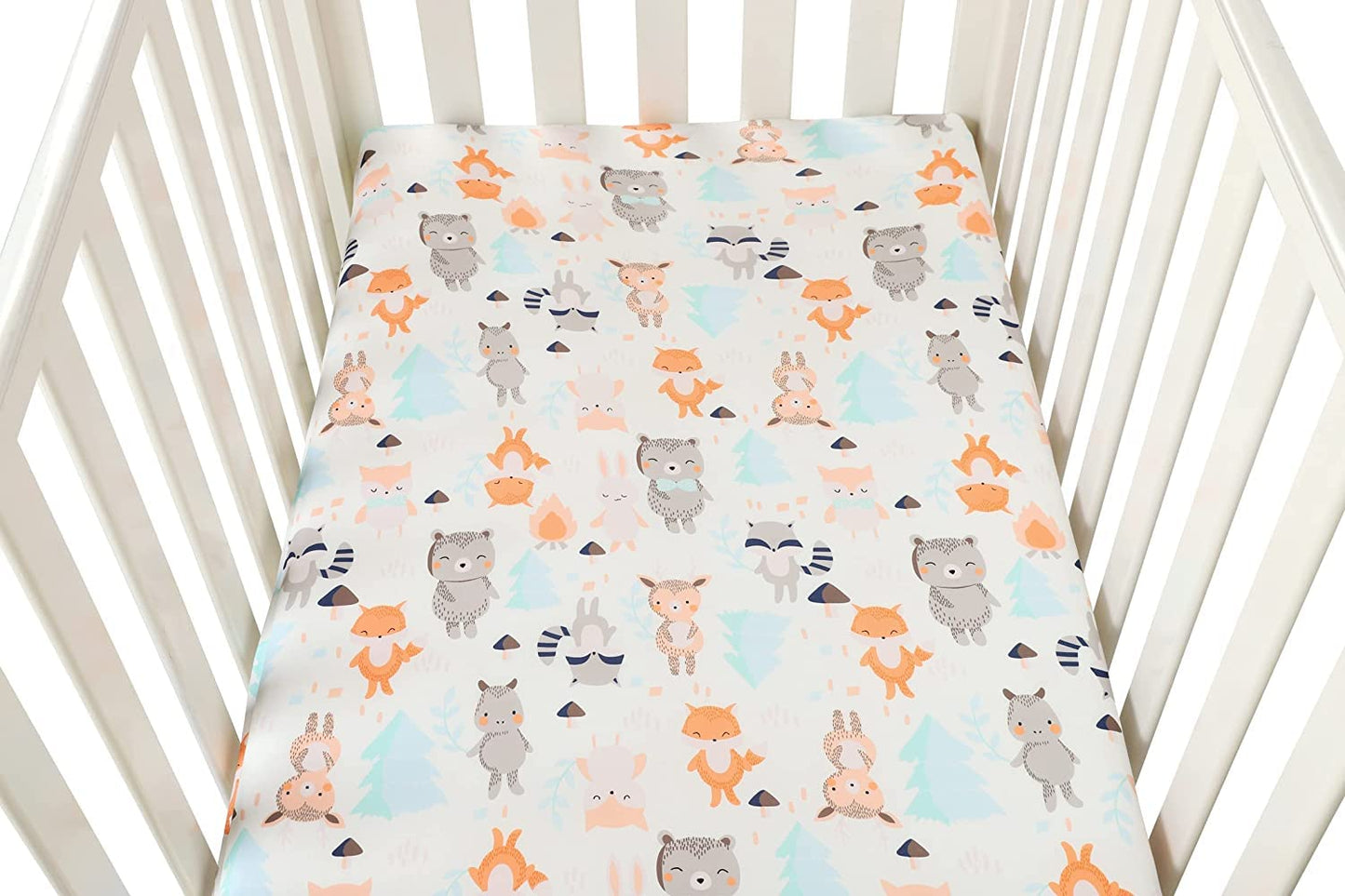 Pack n Play Sheet Stretchy Fitted Portable Mini Crib Sheets Set 3 Pack,Playard Sheets Convertible Playard Mattress Cover,Ultra Soft Jersey Material,Elephant Tiger,Fox & Grey