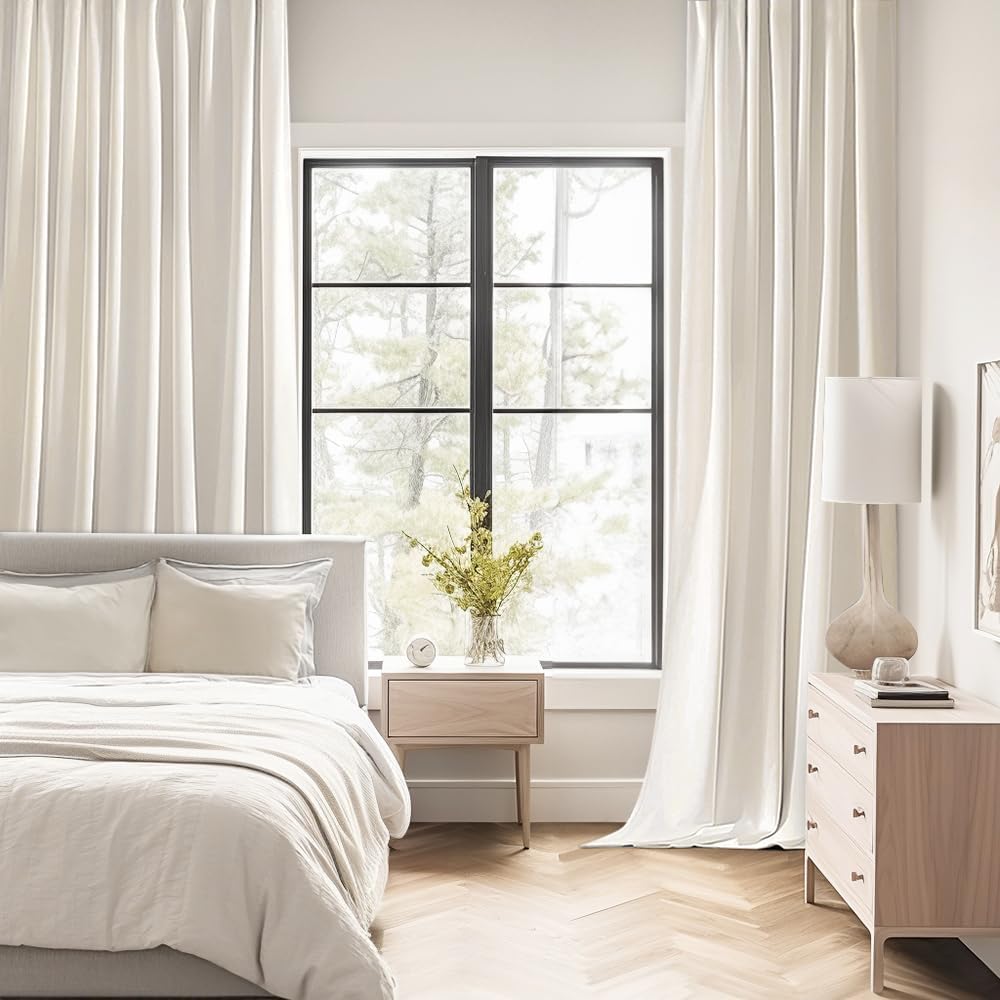 MIULEE Ivory Back Tab Blackout Curtains 102 Inch Long 2 Panels Set for Bedroom, Rod Pocket/Pinch Pleated Thermal Insulated Living Room Darkening Light Blocking Floor to Ceiling Drapes