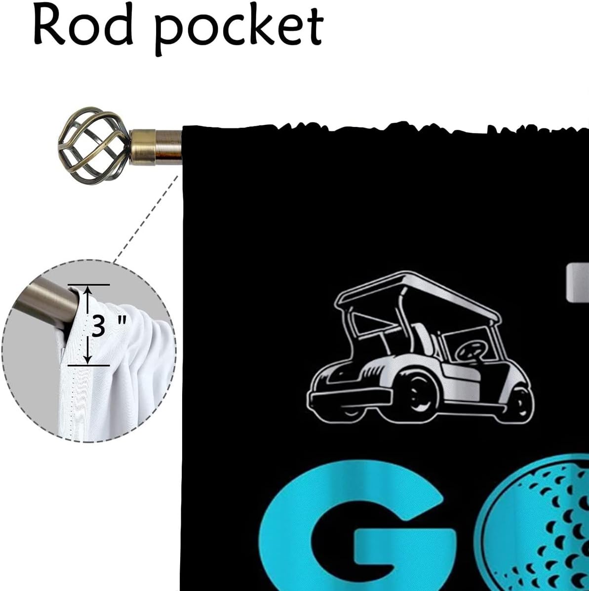 Golf Blackout Curtains for Boy Girl Room Darkening Decor,Sports Themed Golfers and Cars Bedroom Living Room Home Rod Pocket Thermal Insulated Window Curtain/Drapes Panel,63x63 Inch…