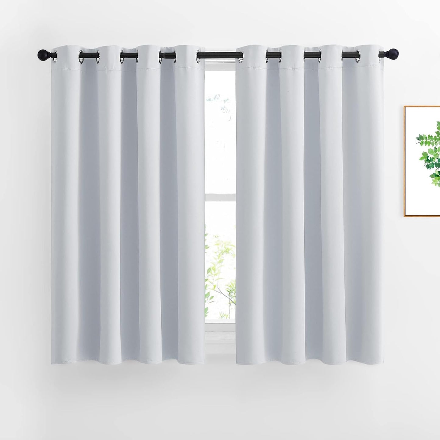 NICETOWN Greyish White Room Darkening Curtains - Window Treatment Thermal Insulated Grommet Panels/Drapes for Bedroom (2 Panels, 52 by 54)