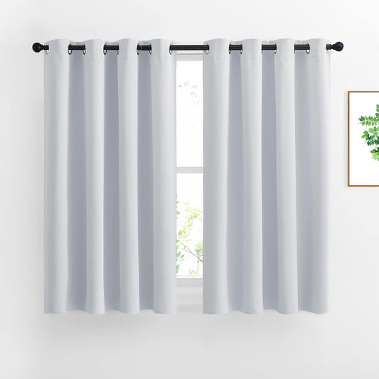 NICETOWN Greyish White Room Darkening Curtains - Window Treatment Thermal Insulated Grommet Panels/Drapes for Bedroom (2 Panels, 52 by 54)