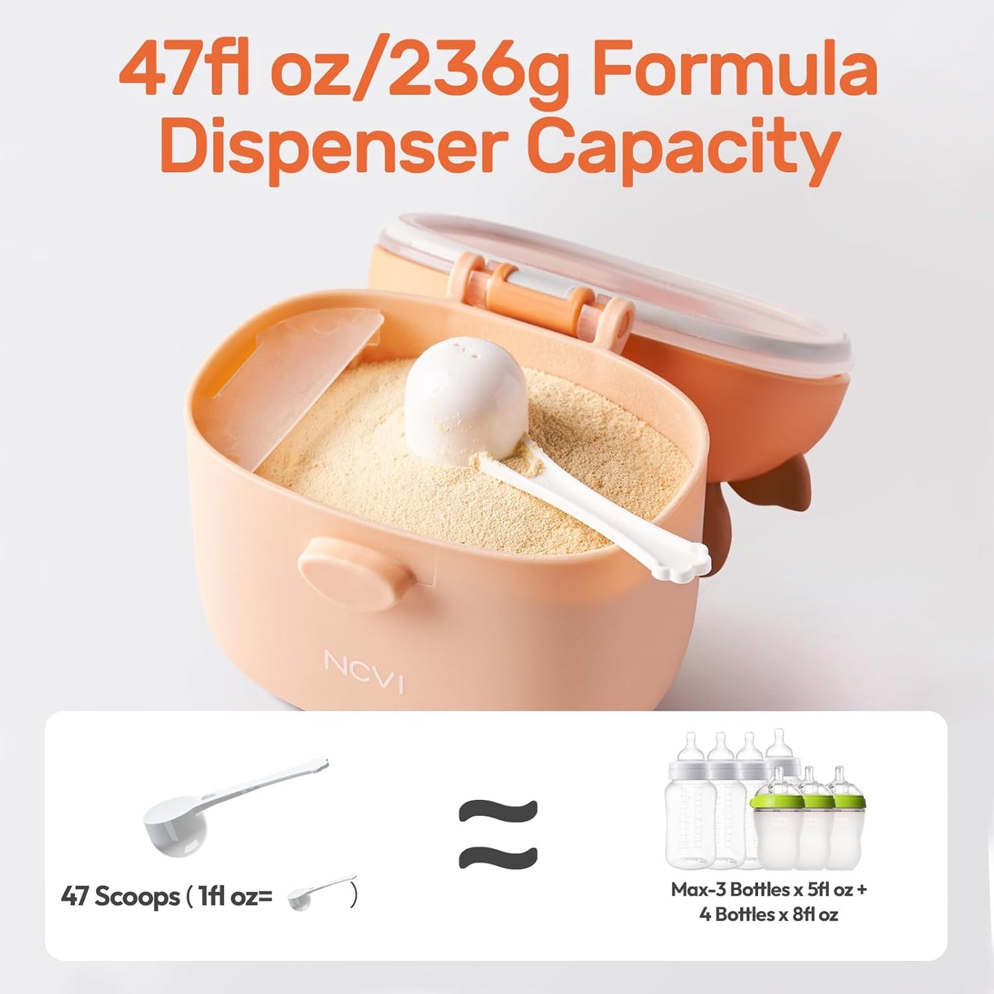 NCVI Baby Formula Dispenser On The Go, Formula Container To Go, Formula Holder for Travel, Outdoor Picnic with Baby Infant, Portable Container for Milk Powder, Snacks, Candy, Fruits (Brown Deer)