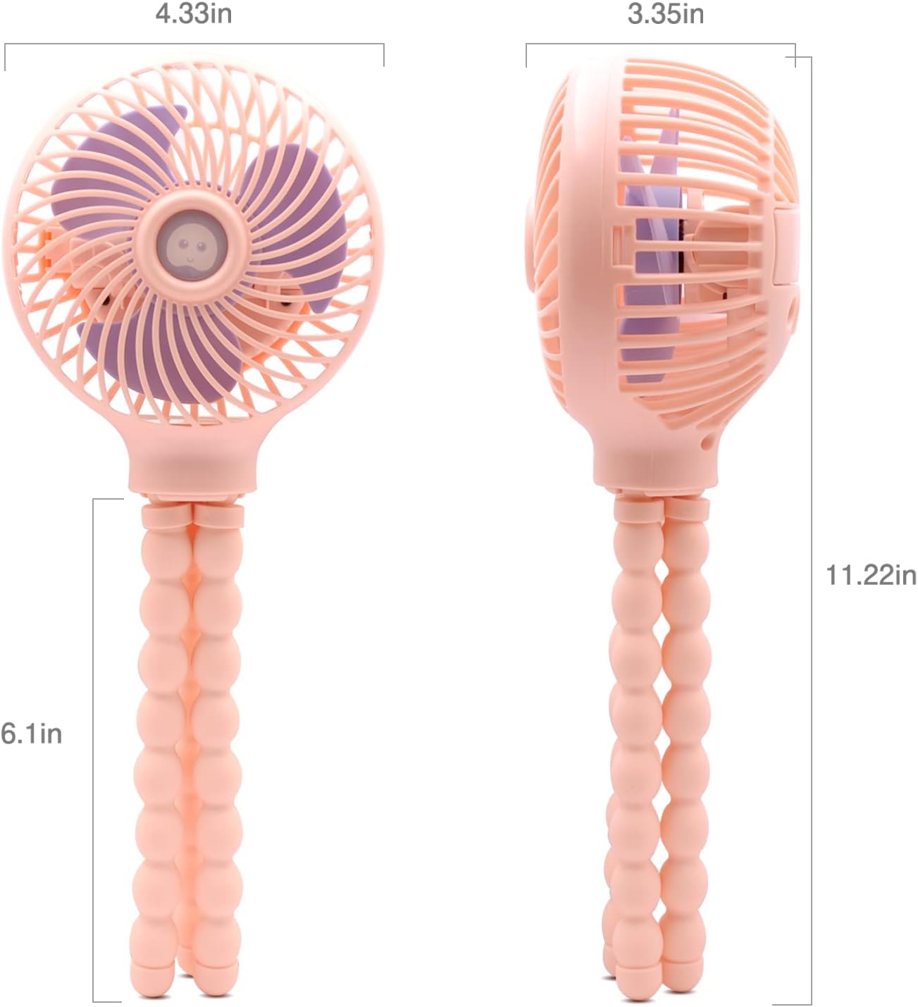 TRELC Mini Stroller Fan, 19H Ultra-long Battery Life, Personal Handheld Clip on Portable Rechargeable Fan with Flexible Tripod, Gift for Children Baby Office Room Car Travel BBQ Gym (Pink)