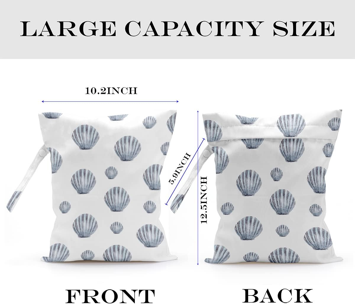 Wet Bag, Wet Dry Bag, Wet Bag for Swimsuit, Travel, Beach, Pool, Diapers, Dirty Yoga Gym Clothes, Makeup Bag, Waterproof Reusable Beach Bag Ocean Decor Starfish Sea Horse Anchor