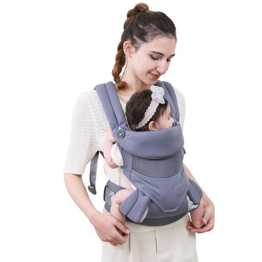 New Upgrade Ergonomic Baby Carrier Newborn Toddler Wrap Carrier,Hands Free Baby Sitting Sling,Breathable,Perfect for Infants/Chest Sling for Babies Shower Gift (Grey, Upgrade-with Belt)