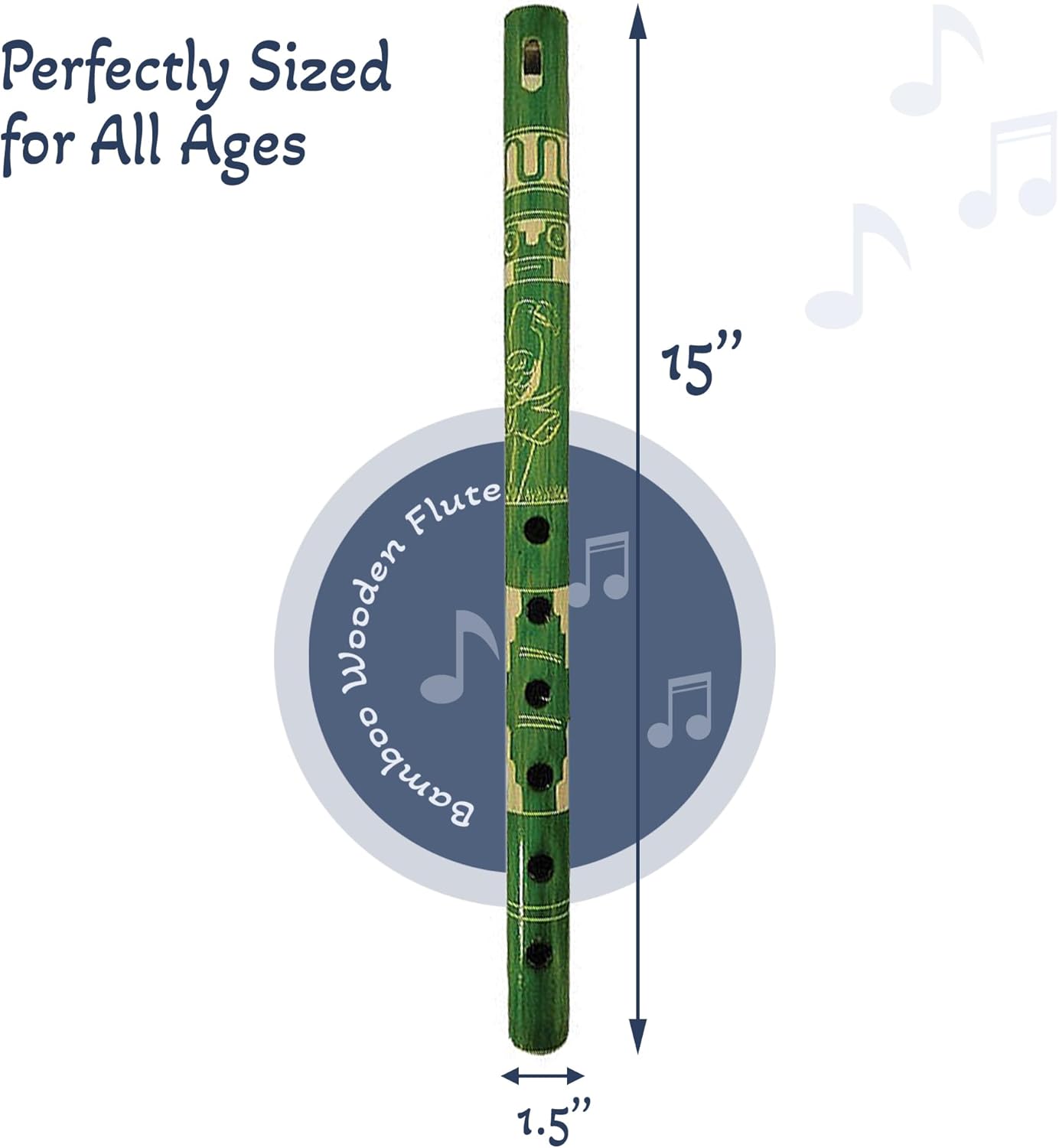 Mia Jewel Shop - Handmade Colored Bamboo Wooden Flute | Tribal Nature Pattern | Native Recorder for Beginners, Meditation & Music Lovers (Lime)
