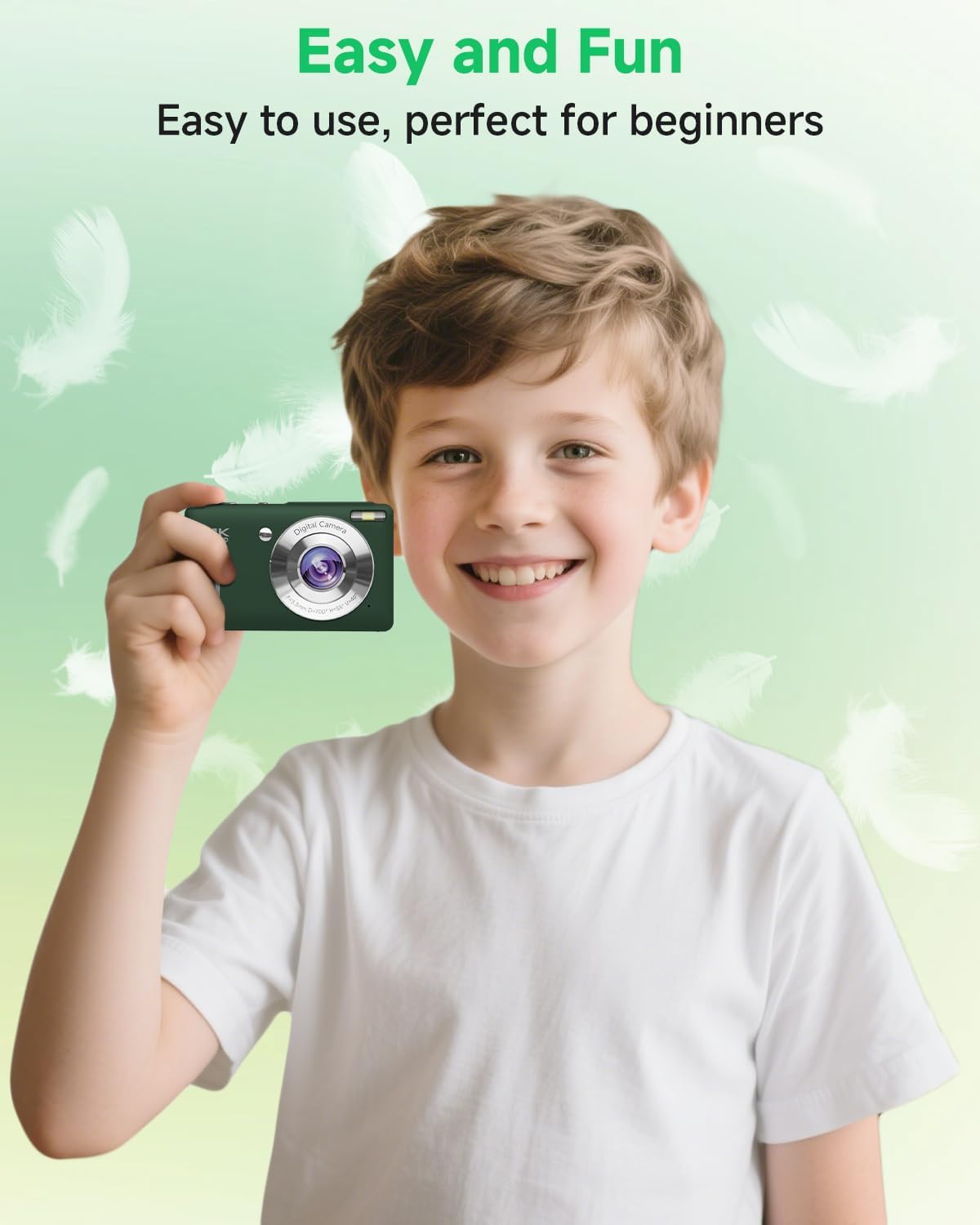 Digital Camera, 44MP FHD 1080P, 16X Zoom, 32GB SD Card, Compact Camera for Kids Teens Adults, Green