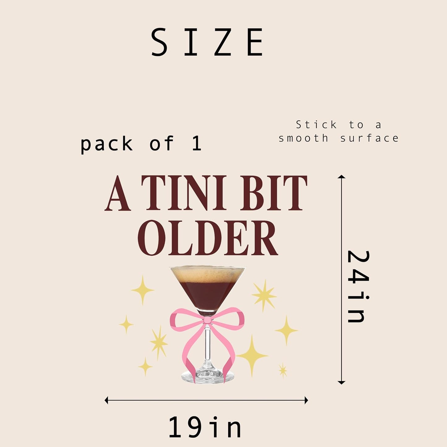 A Tini Bit Older Decal - Espresso Martini Theme Party Supplies Sticker, Martini Bar Party Decorations Birthday Decal, Tini Glass Sign Wall Sticker, Balloon Arch Background Wall Decoration