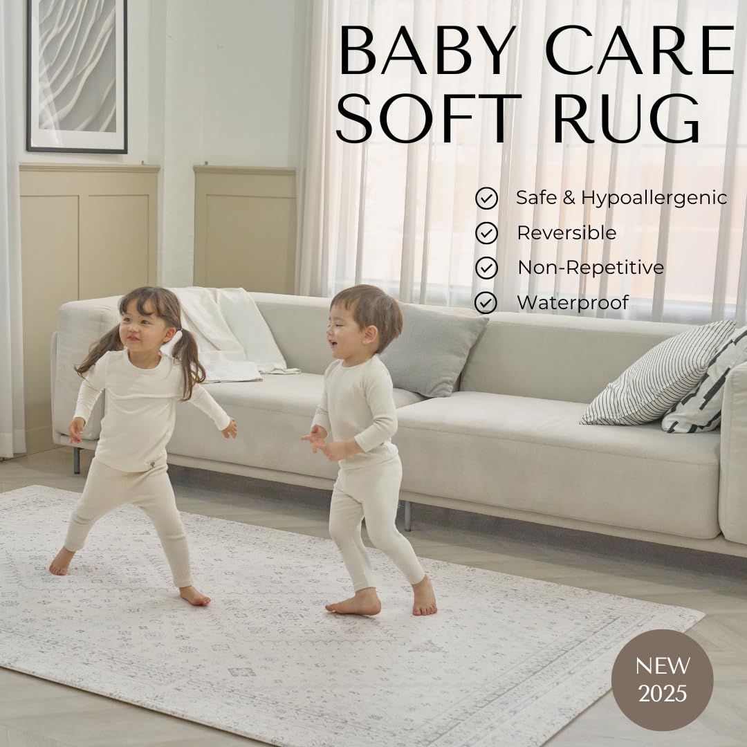 Baby Care Soft Rug (Prestige, Ikat - Persia) 98'' x 59'' Original One-Piece Reversible Rollable Waterproof Play Mat for Infants, Babies, Toddler, and Kids