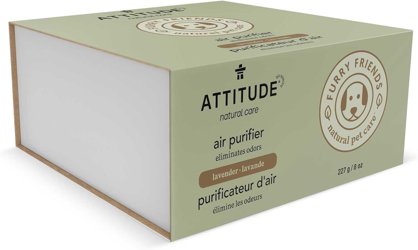 ATTITUDE Air Purifier with Activated Carbon Filter, Plant- and Mineral-Based Ingredients, Traps Pet Odors and Pollutants, Vegan and Cruelty-free, Lavender, 8 Ounces (Pack of 2)