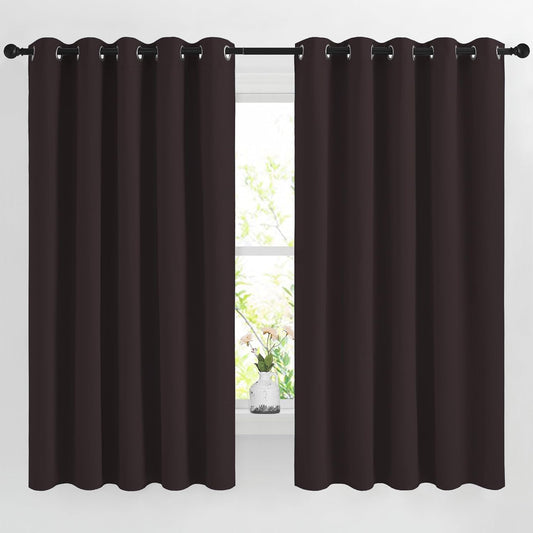 NICETOWN Blackout Curtain Panels 66 inches - Light Reducing Thermal Insulated Solid Grommet Blackout Curtains/Panels/Drapes for Living Room (Set of 2, 66 inches by 66 Inch, Toffee Brown)