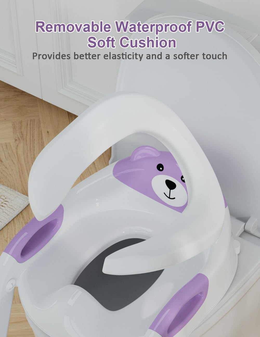 Potty Training Seat with Step Stool Ladder, Potty Training Toilet Seat with Soft Seat Splash Guard, Adjustable Height, 2 in 1 Potty Seats for Toddlers Kids Boys Girls