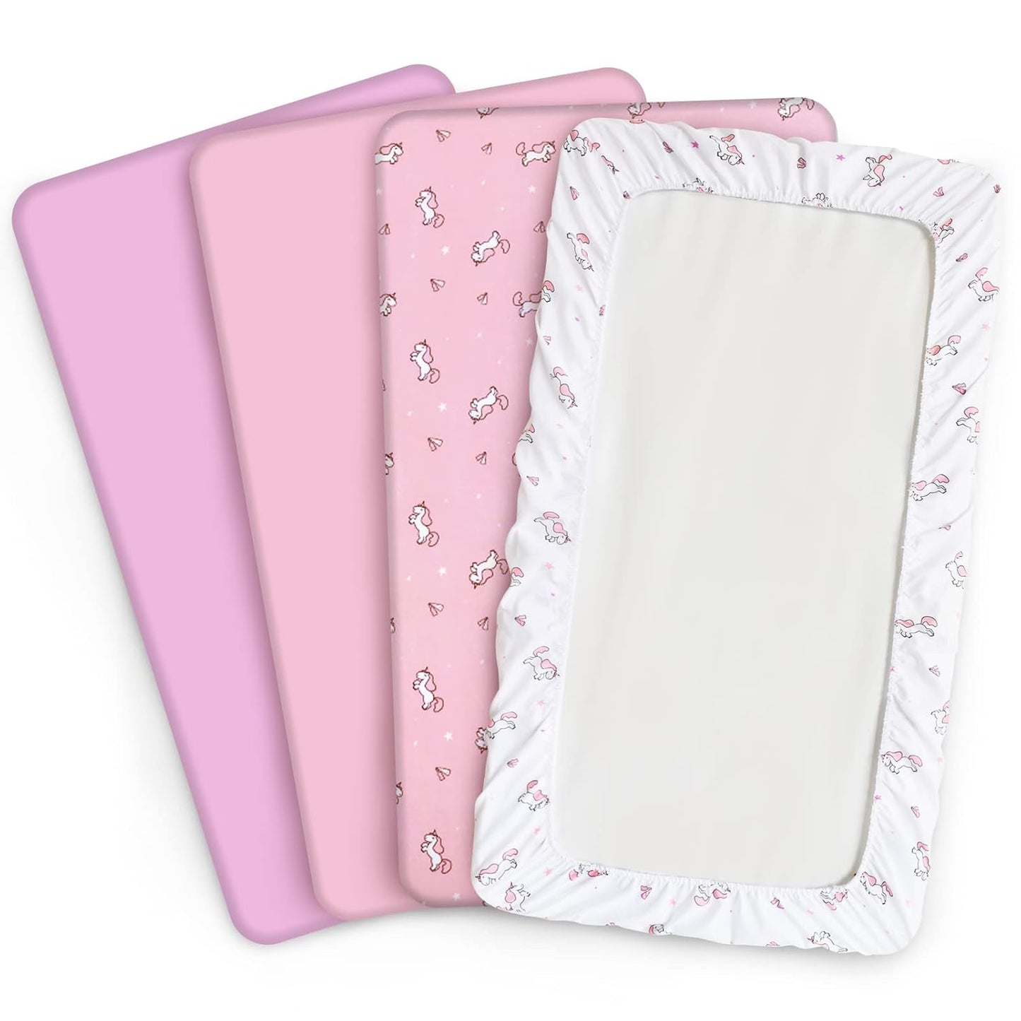 Graco Pack 'n Play Sheets Fitted (4 Pack), Ultra Soft, Mini Crib Sheets, Breathable, Pink