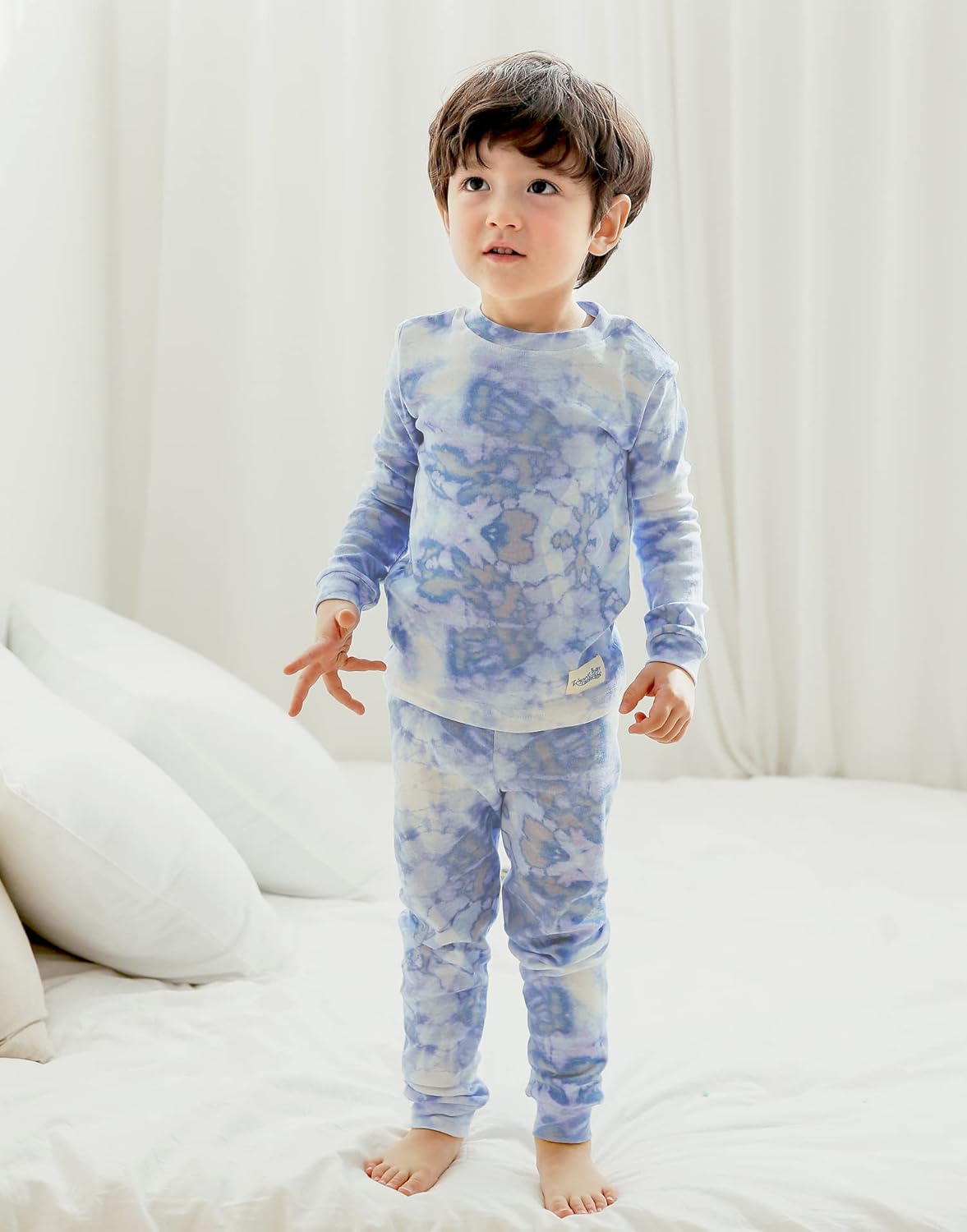 VAENAIT BABY 12M-12Y Toddler Kids Boys Girls 100% Cotton Marbling Tiedye Sung Fit Sleepwear Pajamas 2pcs Pjs Set