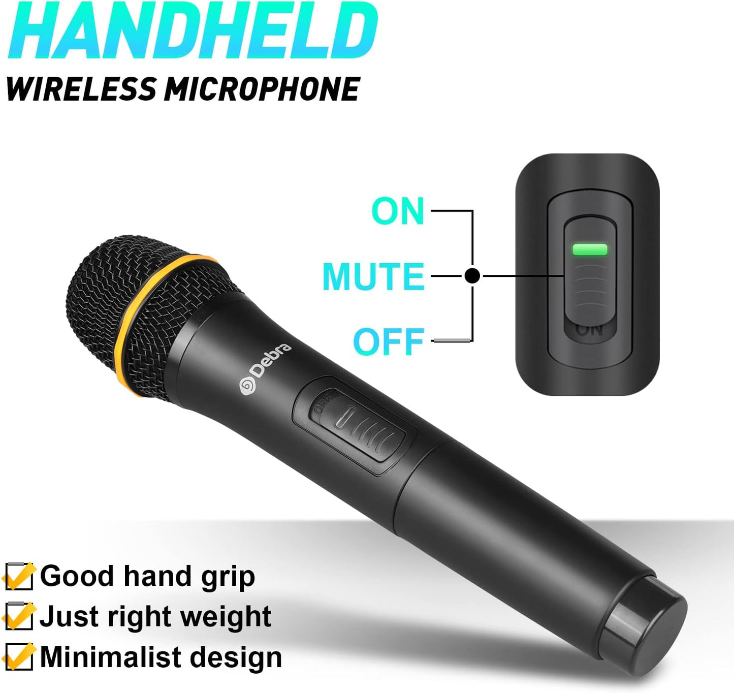 D Debra Audio AU800 Pro UHF 8 Channel Wireless Microphone System with Cordless Handheld Lavalier Headset Mics, Metal Receiver, Ideal for Karaoke Church Party (8 Handheld)