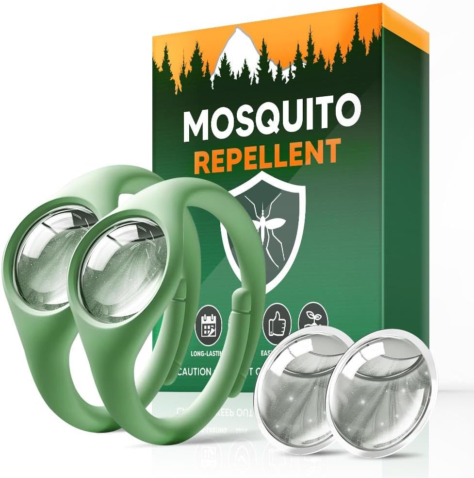 Mosquito Repellent, Plant-Powered Mosquito Repellent, Safe & Effective Mosquito Repellant Outdoor, Mosquitoes Repellent for Travel Hiking Camping-2 Packs & 4 Oil Reservoirs
