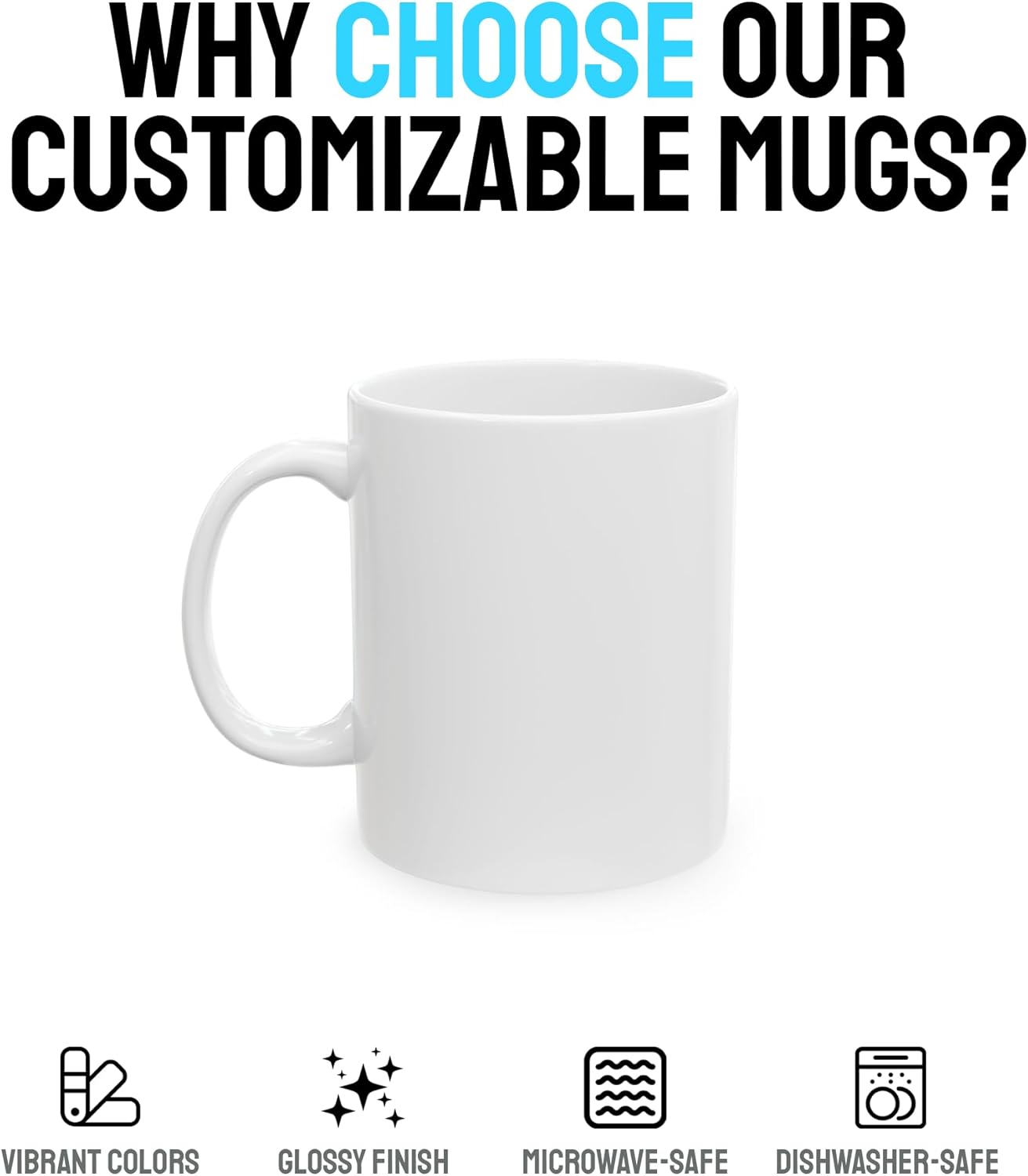 Personalized Coffee Mug – Custom Photo, Text, or Logo Ceramic Mug Tea Cup | Taza Personalizada with Picture or Message | Customized Gift Idea for Men & Women, Mom, Dad, Friends - White/Blue | 11oz