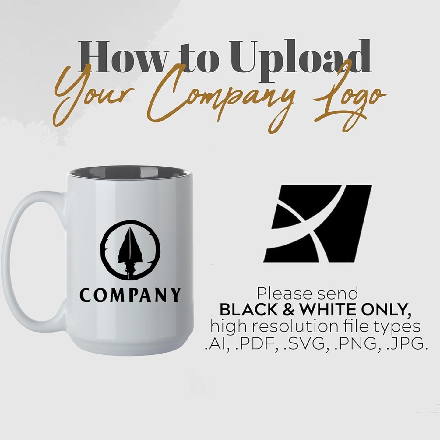 Personalized Coffee Mug, Custom Text or Logo Ceramic Mug, 15oz Customized Name Tea Cup, Gifts for Men & Women, Mother's Day Anniversary Christmas (Engraved Custom Logo, White)