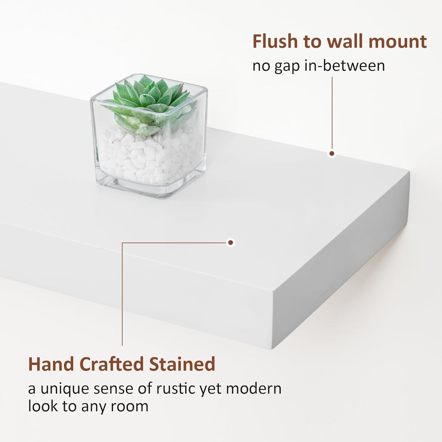 Floating Shelves 48 Inch Long, 8" Deep White Floating Shelf Wall Mounted, Deep & Thick Wall Shelf for Fireplace Mantel, Large Display Storage Shelving for Books, Living Room, Bedroom, Set of 1