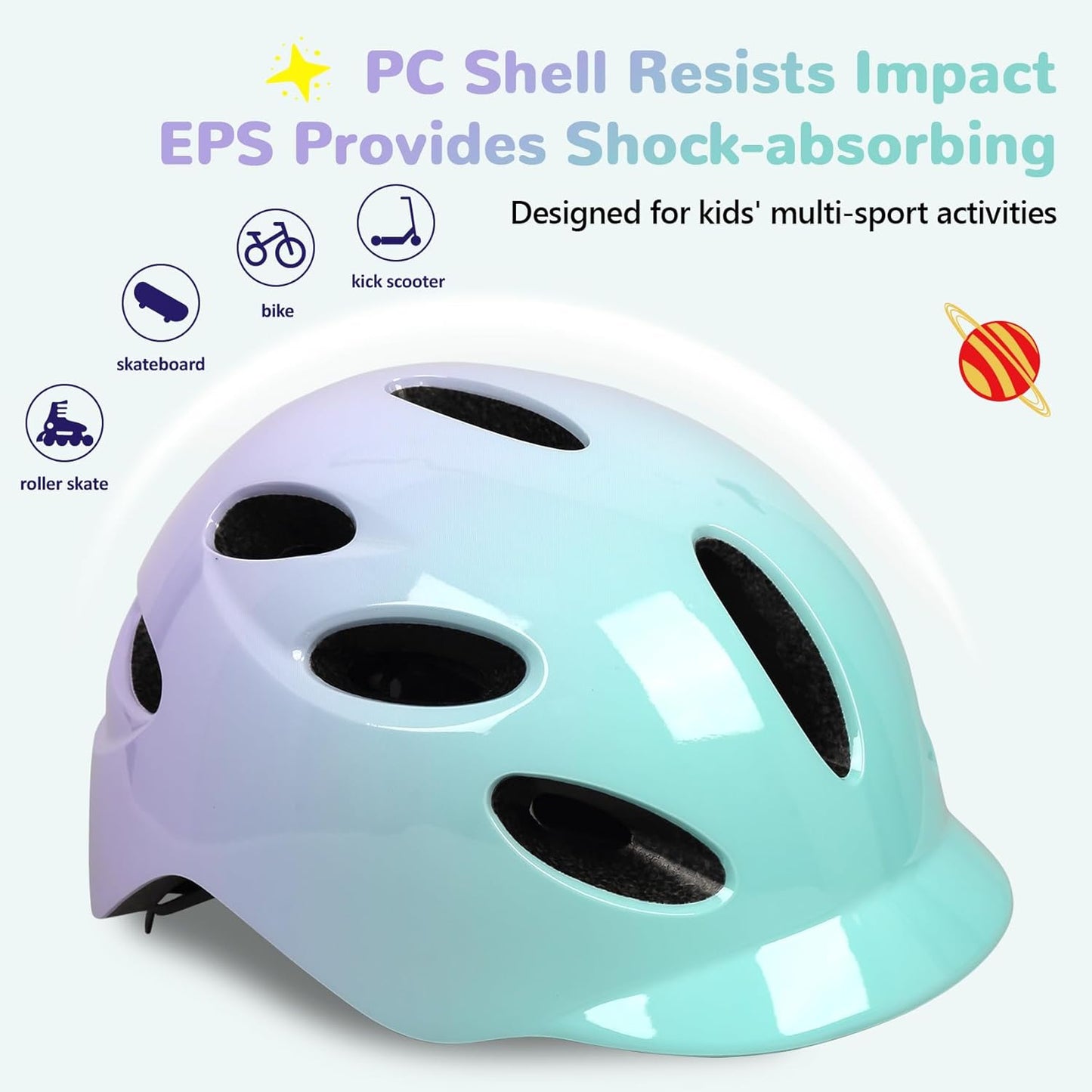 Kids/Youth Bike Helmet for Boys Girls and Teens, Adjustable and Multi-Sport for Bicycle, Kick Scooter, Skateboard, Roller/Inline Skate
