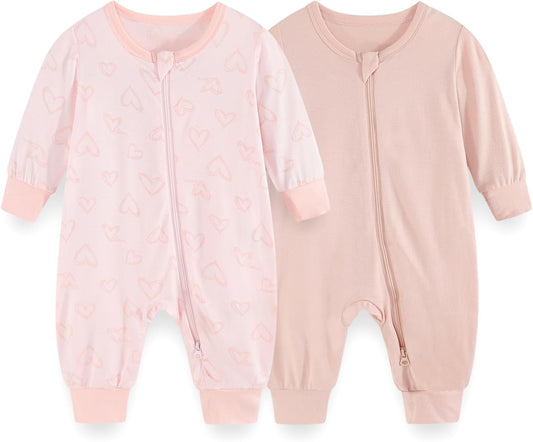 Unisex Rayon Made from Bamboo Zipper Baby Boy Girl Rompers 2 Pcak Long Sleeve Infants Jumpsuits New Born Clothes