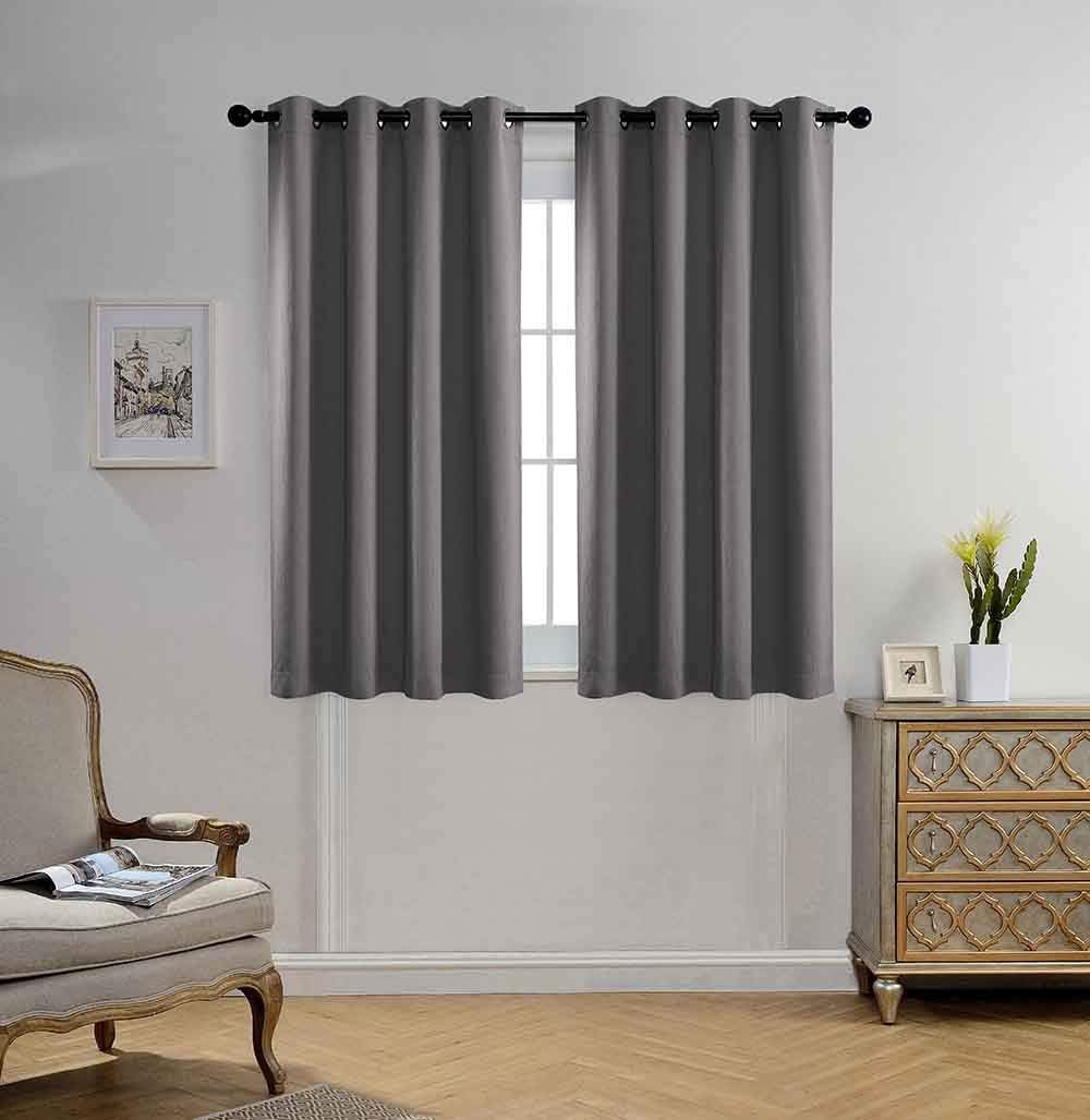 MIUCO Blackout Curtains Room Darkening Textured Grommet Window Curtains 2 Panels for Bedroom 52 x 63 Inch Grey