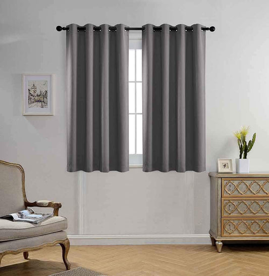 MIUCO Blackout Curtains Room Darkening Textured Grommet Window Curtains 2 Panels for Bedroom 52 x 63 Inch Grey