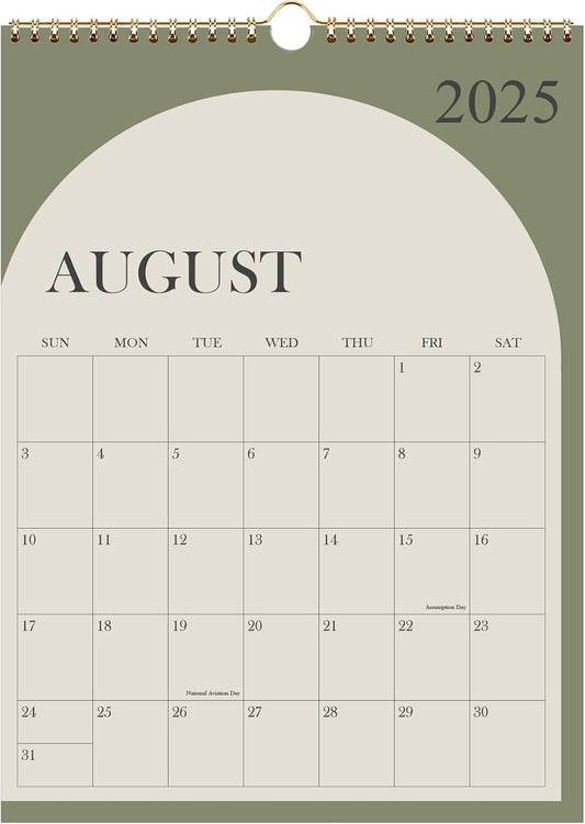 Calendar 2025-2026 - 17 Months Wall Calendar from August 2025 - December 2026, 2025-2026 Wall Hanging Calendar Planner with Thick Paper, 12" x 14.5", Cyan