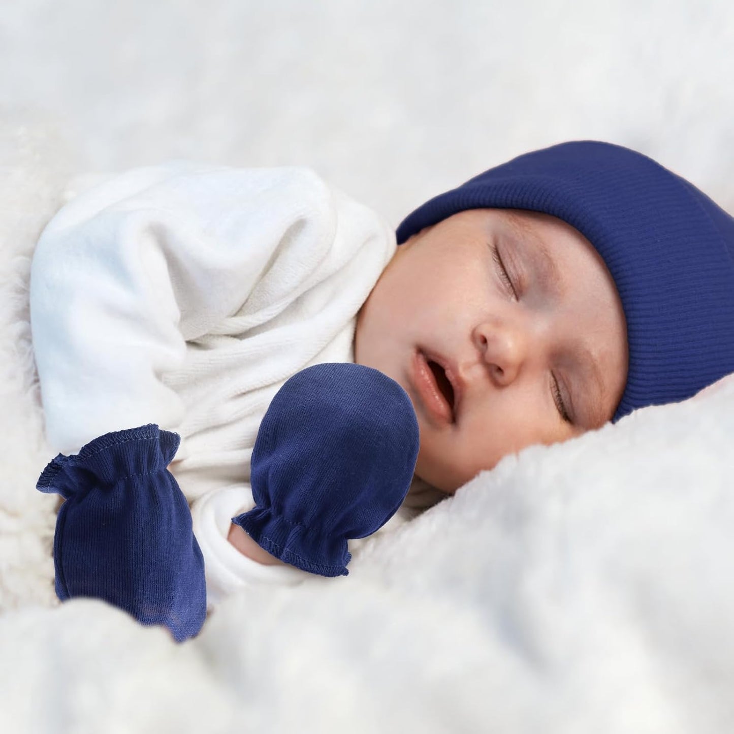 Newborn Baby Mittens No Scratch Cotton Elastic Wrist Gloves Infant Toddler Mittens for Baby Boy Girl 0-6 Months