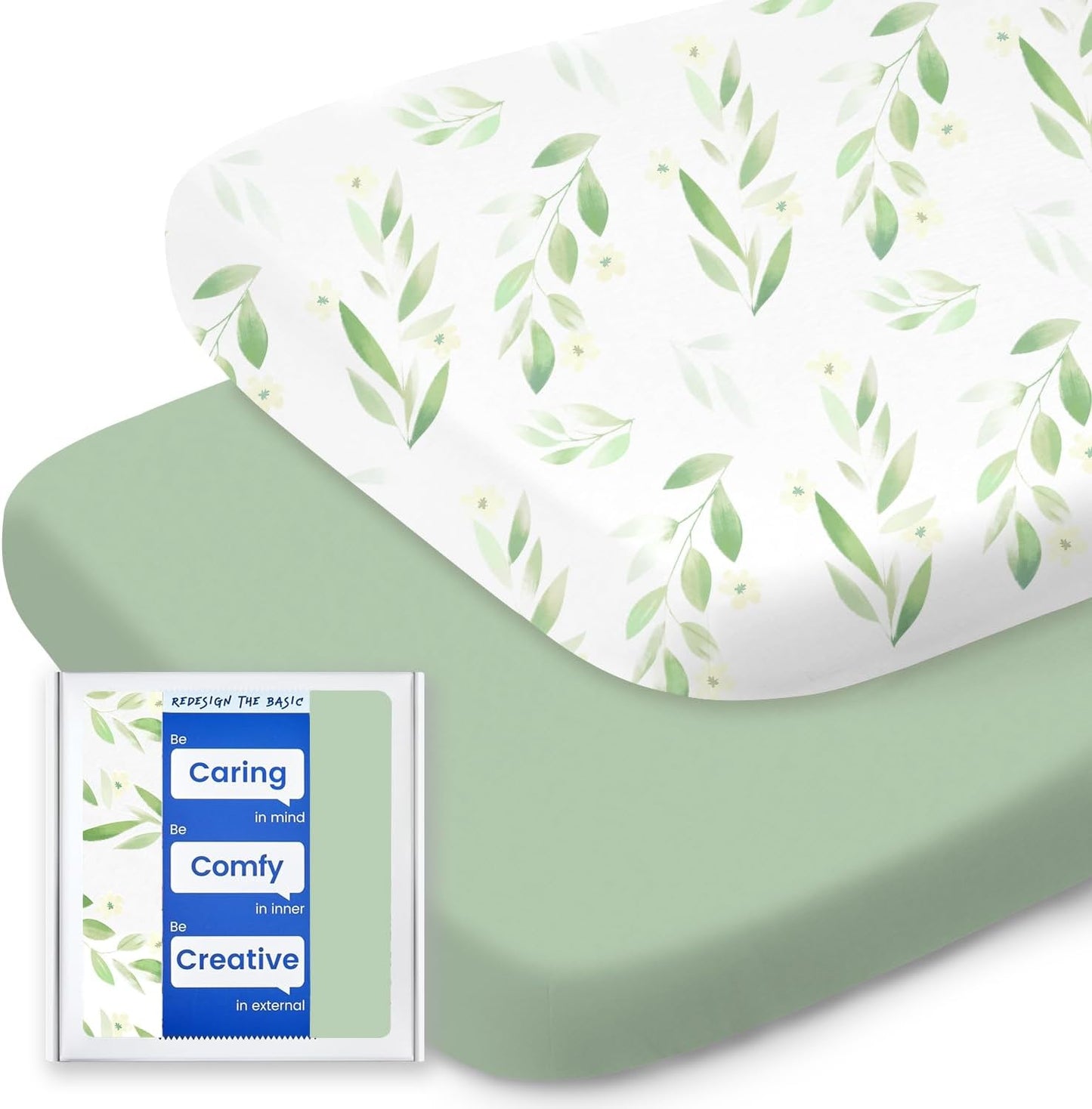 Bassinet Sheets for Baby Boy Girl, TotBasic Buttery Soft Universal Bassinet Fitted Sheet, Compatible with Halo, Mika Micky, Baby Delight, Dream On Me, Maxi COSI and More Bassinet Mattress(Greenleaf)