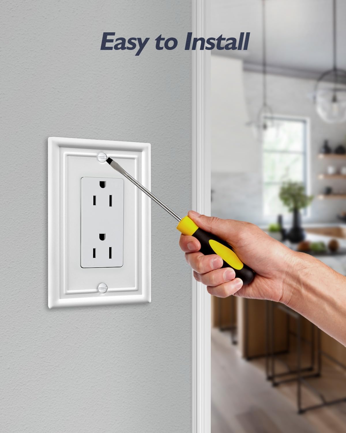 4-Pack Decorator Wall Plate, Off White Outlet Covers, Metal Wall Plate Cover for Receptacle, GFCI Outlet, Dimmer Switch, 3.15''*4.88'', Midsize