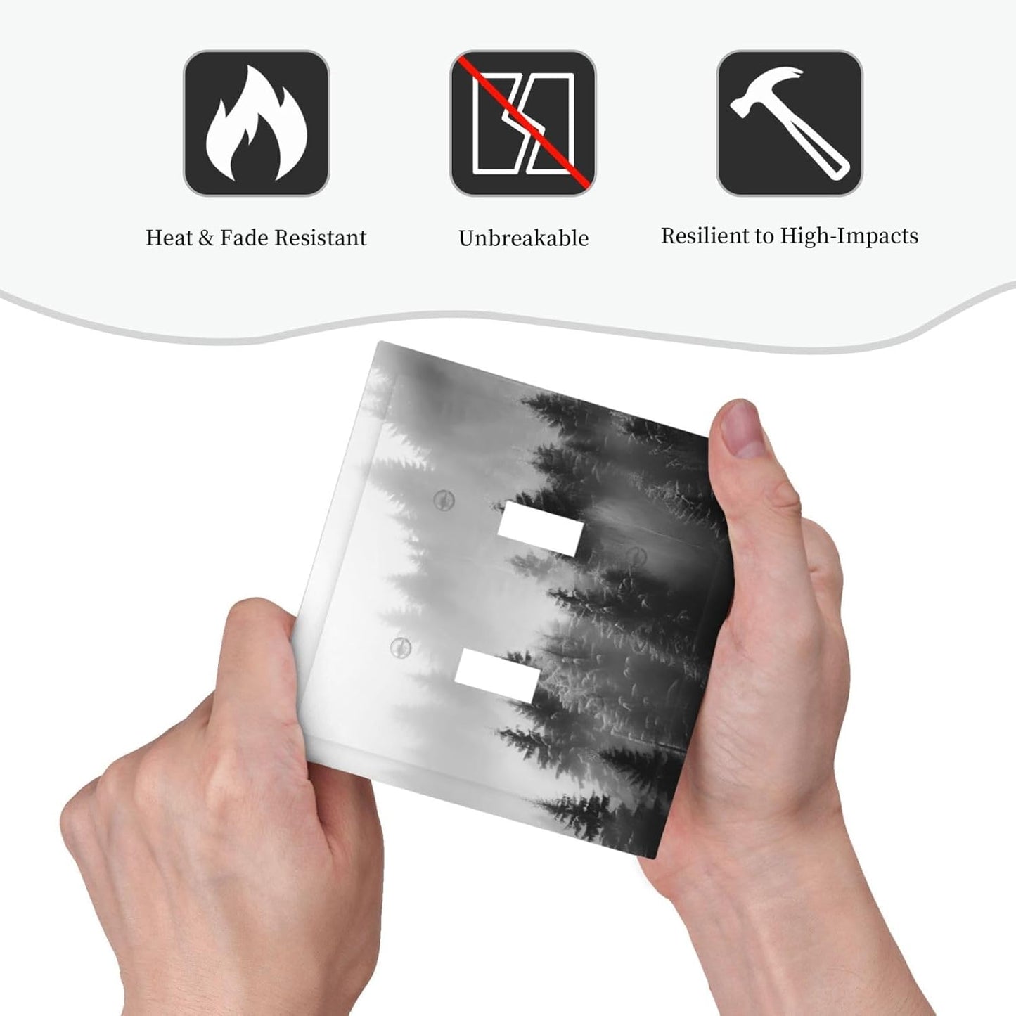 Foggy Forest Natural Scenery Retro Tree Pine Decorative Switch Plates 2 Gang Double Toggle Outlet Light Switch Cover Wall Plate Electrical Faceplate for Bed Room Living Room Decor