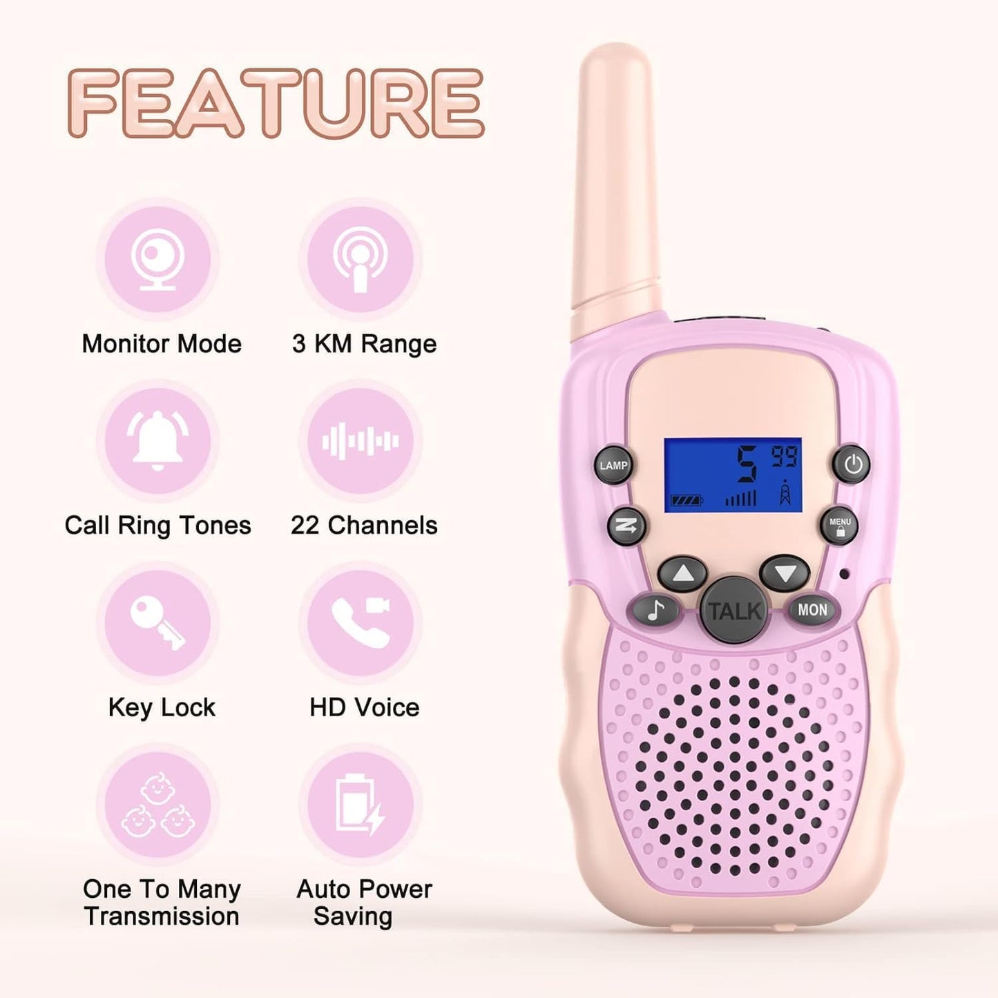 Toys for 3-12 Year Old Girls, Selieve 2 Pack Kids Walkie Talkies Rechargeable with 22 Channels, LED Flashlight and VOX Function, Birthday Gifts for 4 5 6 7 8 9 10 Year Old Girls