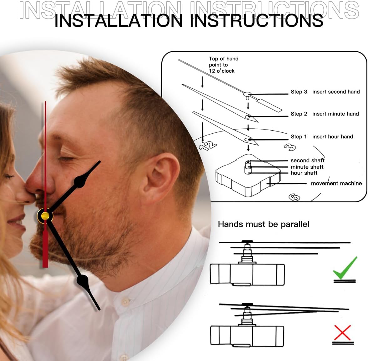 Generic Custom Clocks for Walls Personalized Picture Hanging Time Clocks That PVC Customized Round Silent Clock for Living Room Creative, 12inch-30cm