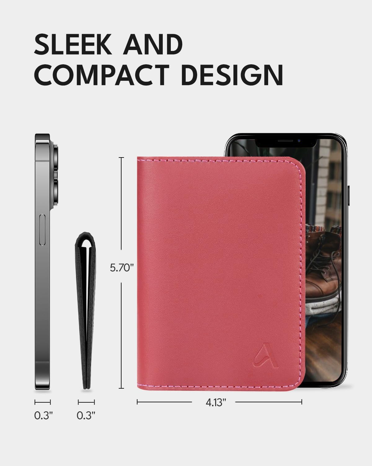 ALLIVE Passport Holder for Travel Women Men,Genuine Leather Passport Cover Wallet,Travel Must Haves Airport Essentials Travel Gifts Pink