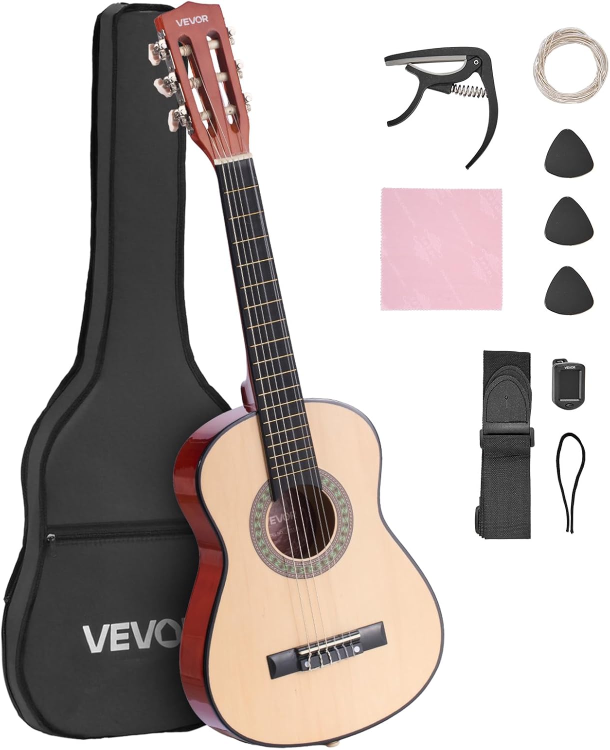 VEVOR Acoustic Guitar, Classical Guitar Starter Kit for Beginners, with Nylon Strings, Basswood Guitar, for Kids Adults Girls Boys Students
