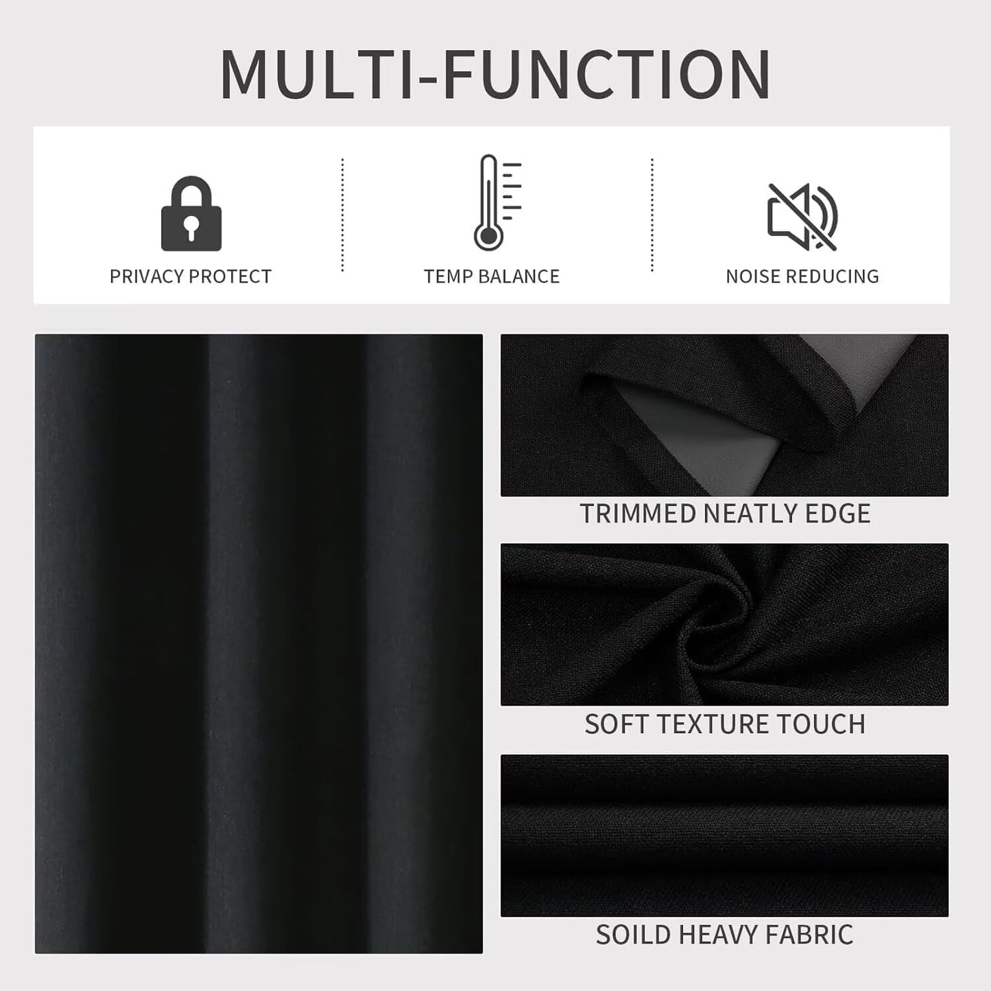 Joydeco Blackout Curtains 84 Inch Length, 1 Panel for Bedroom, Thermal Insulated Linen Black Out Curtains with Grommets (100x84)