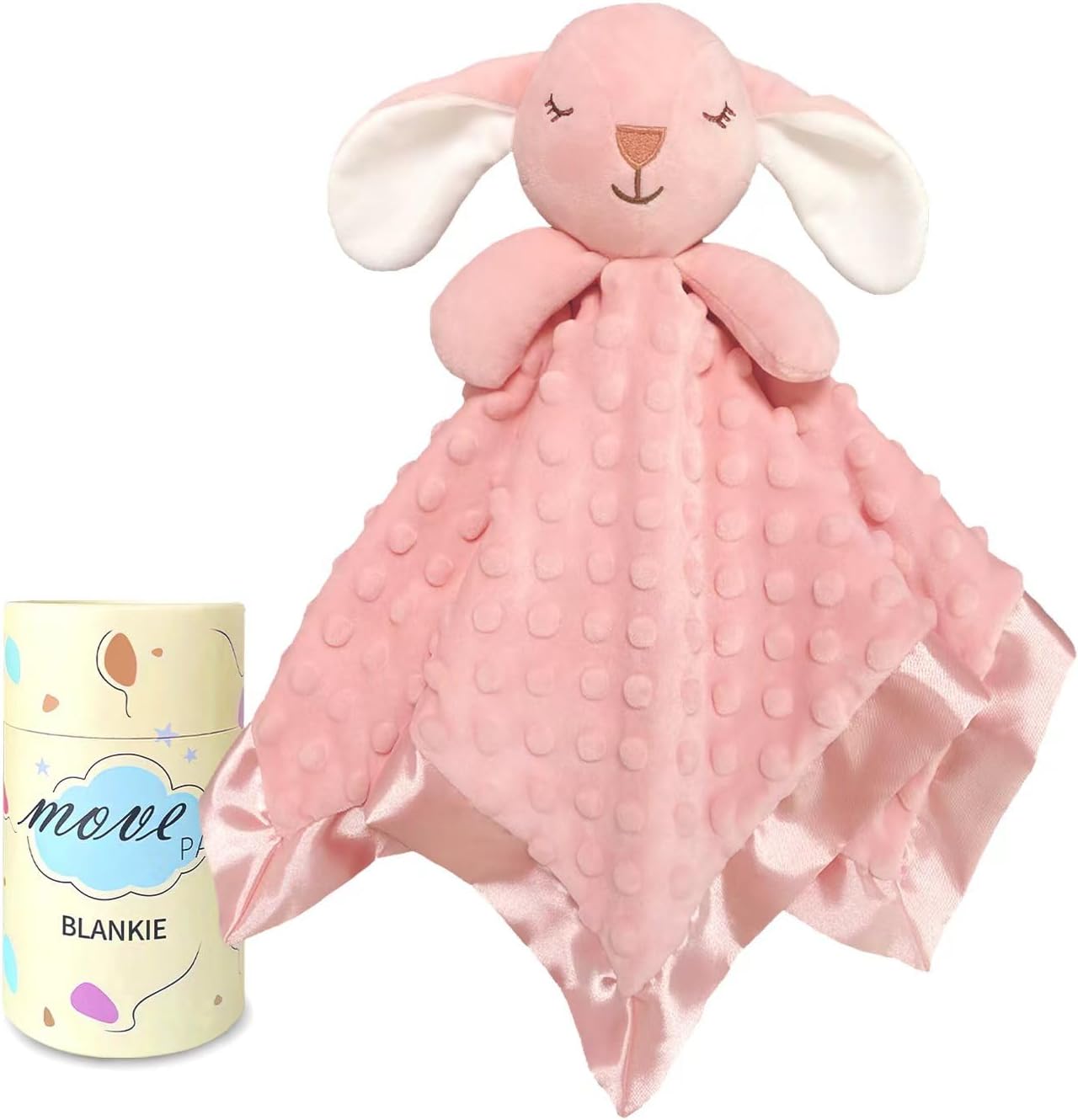 Loveys for Babies, Soft Baby Security Blanket Lovies for Babies, Stuffed Animals Blankie for Newborn Infant with Baby Snuggle Toy, Gilrs Gifts Pink Bunny Security Blanket 16 Inch