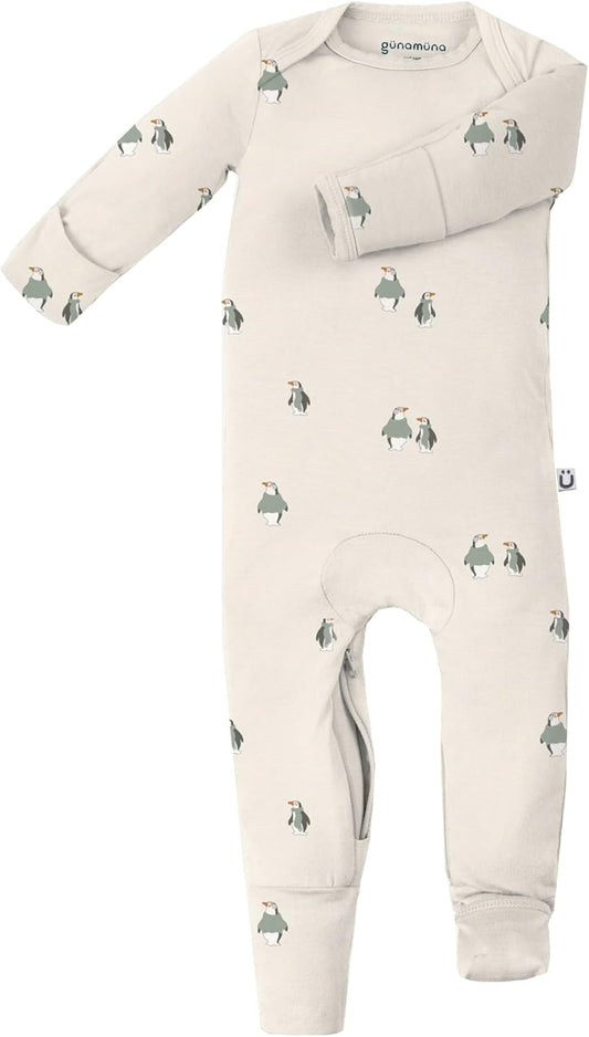 GUNAMUNA Unisex Baby Toddler Ultra-Soft Convertible Pajama, Footie or Romper Sleeper with Diaper Zipper, Newborn to 24 Months