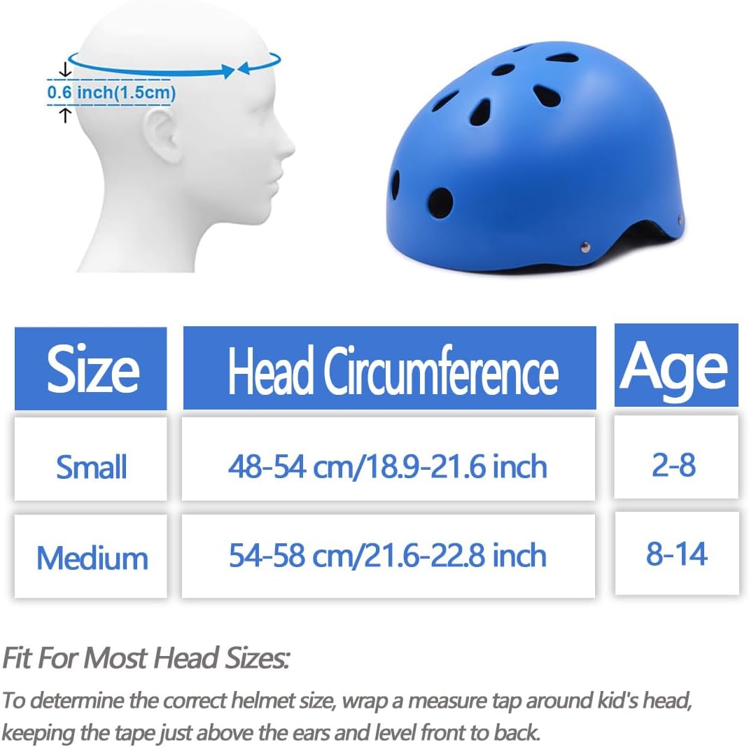 Kids Bike Helmet for Ages 2-14, Adjustable Safety Toddler Helmet with Protective Gear Set, Skateboard Scooter Helmets with Knee Elbow Pads Wrist Guards